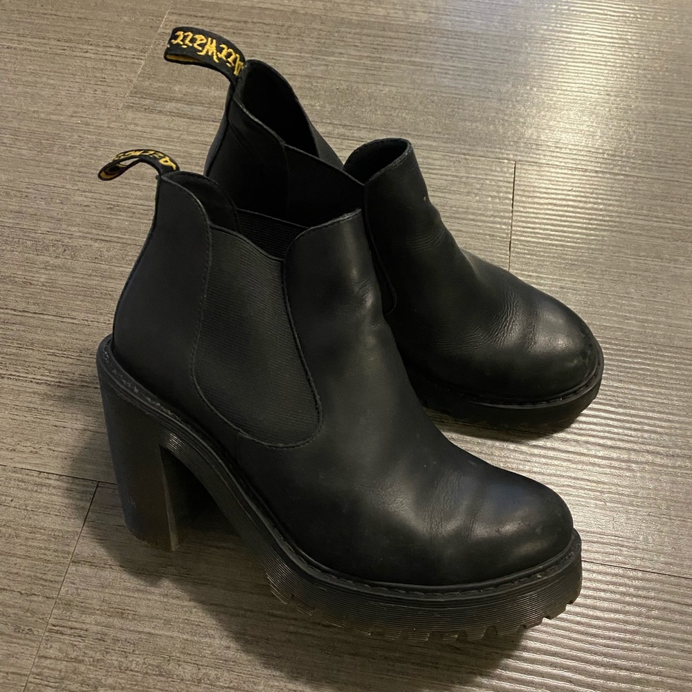 Dr Martens black high-heeled boot